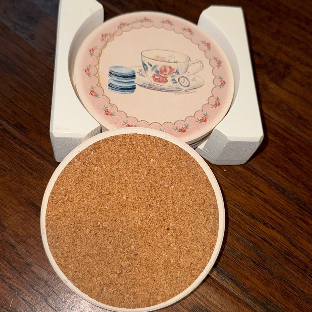 Marco Fabiano tea cup macaroons pink dainty coaster set​ - Picture 7 of 10